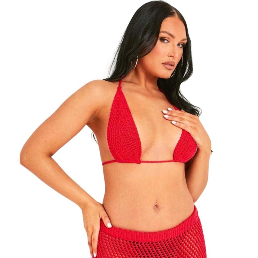 Missy Empire Womens/Ladies Knitted Bralette / Red